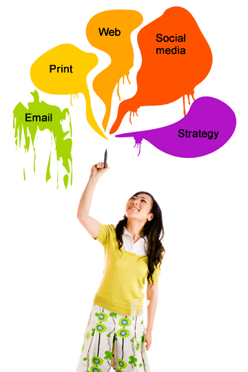 image of girl painting word balloons